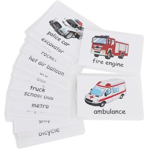 Alphabet Flash Cards for Toddlers Kids ABC Flash Cards Sight Words Learning Spelling Cards Educational Flashcards for Preschool Homeschool Kindergarten Supplies Water and Tear Resistant (Vehicles)