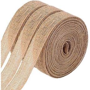 FOLAI 3 Rolls of Natural Burlap Fabric With Beautiful Burlap Ribbon Wedding Event Party And Home Decoration Long 10M Wide 2cm Each Roll in Kuwait