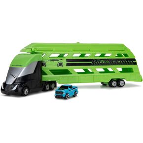 Micro Machines Mini Vehicle Hauler in Green - Includes One Exclusive MM Car - Open The Top of The Trailer/Lower The Back Ramp, Load Up to Eight Cars - Collect Them All in Kuwait