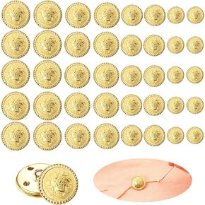 40-Piece Metal Gold Blazer Button Set - Vintage Brass Buttons for Suits & Coats (15mm, 18mm, 20mm, 25mm)