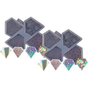 2PC 1.7inch Diamond Shape Phone Grip Resin Molds, Silicone Epoxy Mold for Badge Reel Buddy DIY Design Holograph