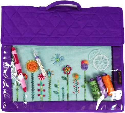 Yazzii Crafts Project Folder - Arts & Crafts Storage Bag Organizer - Portable & Multifunctional Crafts Storage Organizer for Sewing, Embroidering, Crocheting, Knitting & More Purple in Kuwait