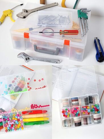 حاوية بلاستيكية لتنظيم الأغراض من يوهاوس، صندوق تخزين بلاستيكي مع فواصل قابلة للتعديل لألعاب المجوهرات ومستحضرات التجميل والحرف وخرزات وصمامات حبوب منع الحمل ومفك براغي in Kuwait