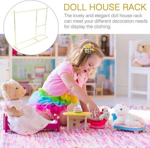 Zerodeko Hangers 1PC Iron Doll Garment Rack, Classic Doll Dress Rack, Doll Closet Clothes Hanger Mini Coat Hanger or Dollhouse Supplies, Show Doll Clothes (Golden) Pet Clothes in Kuwait