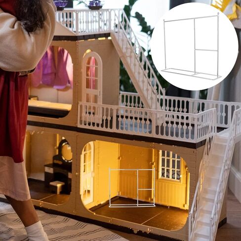 Zerodeko قطعة واحدة من رف ملابس الدمية الحديدية، رف فستان الدمية الكلاسيكي، شماعة ملابس خزانة الدمى، شماعة معطف صغيرة أو لوازم بيت الدمى، عرض ملابس الدمى (فضي) in Kuwait