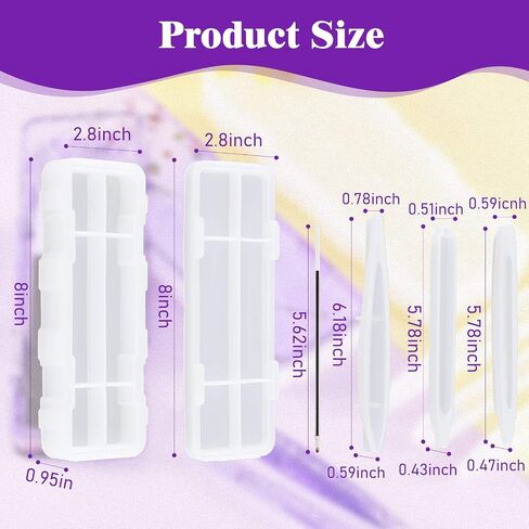 19 Pcs Resin Mold Sets 1 Pcs Case Resin Mould 3 Pcs Pen Shape Silicone Casting Moulds and 15 Ballpoint Refill Pens Silicone Molds for Storage DIY Resin Crafts Making in Saudi Arabia