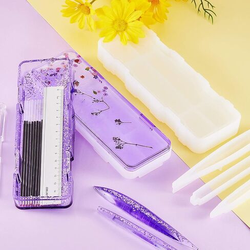 19 Pcs Resin Mold Sets 1 Pcs Case Resin Mould 3 Pcs Pen Shape Silicone Casting Moulds and 15 Ballpoint Refill Pens Silicone Molds for Storage DIY Resin Crafts Making in Saudi Arabia
