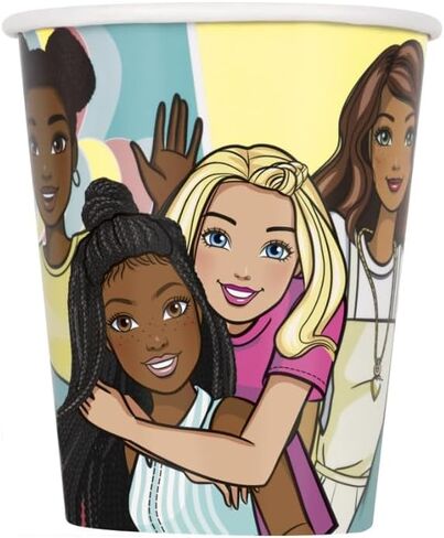 Barbie Party Supplies Pack Serves 16: Barbie Themed 9" Plates Luncheon Napkins Cups and Table Cover - Includes Birthday Candles (Bundle for 16) in Kuwait