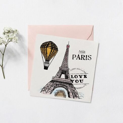 Valentines Eiffel Tower Clear Stamps for Card Making Decoration and Scrapbooking Supplies, Valentine's Day Words with Sentiment Transparent Rubber Stamps for Paper Card Photo Album Crafting Supplies in Kuwait