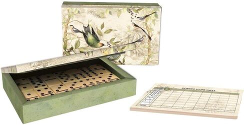 LANG -“Tropical Birds" Domino Set - Artwork by Susan Winget - Includes Mexican Train Station and Matching Score Pad in Saudi Arabia
