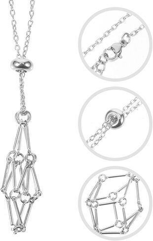 Adorainbow كريستال قلادة فارغة حامل الحجر قلادة معدنية حبة أقفاص كريستال الأحجار الكريمة حامل سلسلة قلادة للبلورات DIY مجوهرات سوار قلادة حامل الكريستال in Kuwait