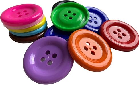 2 inch Big Colored Buttons Large Round Shapes Craft Flatback Resin Button 4 Holes Multicolor for Decoration Crafts Making, Clothes Sewing and DIY Projects, Scrapbook Pack 10 Pcs (Dark Bule) in Kuwait