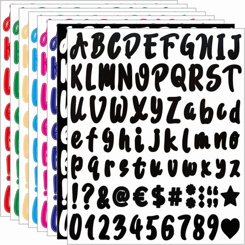 ملصقات أرقام حروف من الفينيل ذاتية اللصق 576 قطعة من واينودا، ملصقات قبعة التخرج، ملصقات أرقام الحروف الأبجدية، ملصقات للعلامة، الباب، الأعمال، رقم العنوان (1 بوصة، 8 ألوان) in Kuwait