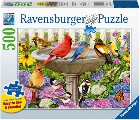 لغز الصور المقطوعة كبير الحجم من Ravensburger at The Birdbath 500 قطعة للبالغين - 16793 - كل قطعة فريدة من نوعها، تقنية Softclick تعني أن القطع تتناسب معًا بشكل مثالي in Saudi Arabia
