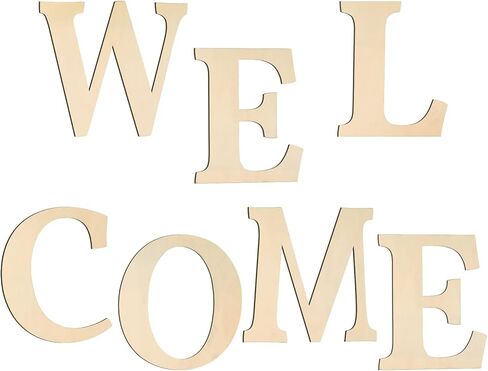 شي لوف حروف ترحيب خشبية كبيرة 8 انش حروف خشبية غير مكتملة، حروف ترحيبية مقطوعة لتزيين الحائط والمنزل والشرفة والحرف اليدوية وحفلات الزفاف والعطلات in Kuwait