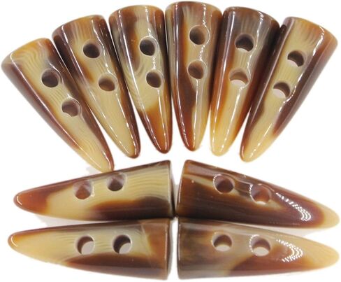 Leekayer Buttons 10pcs Black Color Resin Toggle Buttons Horn Tooth Shape Two Holes for Duffel Coat Jacket Blazer Sewing 40mm Long Horn Buttons in Kuwait