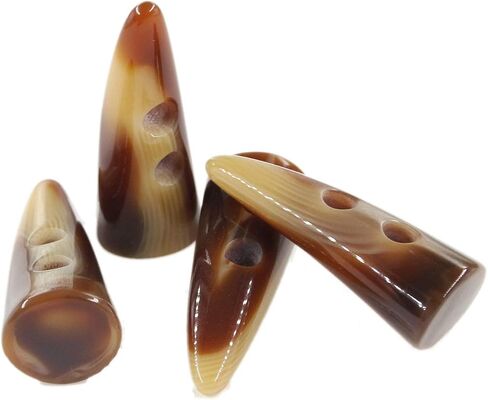 Leekayer Buttons 10pcs Black Color Resin Toggle Buttons Horn Tooth Shape Two Holes for Duffel Coat Jacket Blazer Sewing 40mm Long Horn Buttons in Kuwait