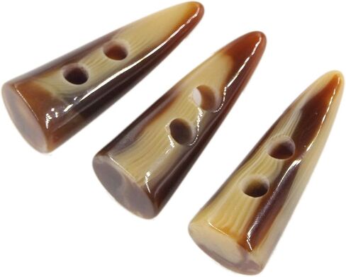 Leekayer Buttons 10pcs Black Color Resin Toggle Buttons Horn Tooth Shape Two Holes for Duffel Coat Jacket Blazer Sewing 40mm Long Horn Buttons in Kuwait