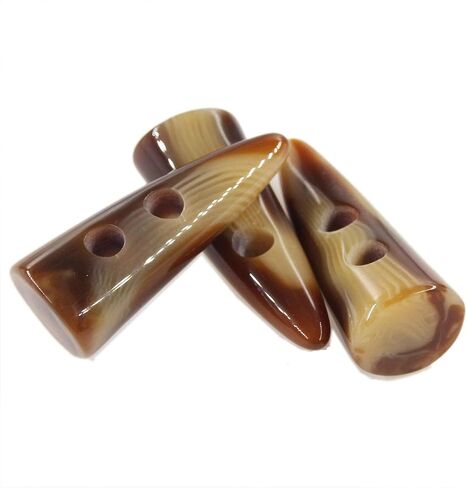 Leekayer Buttons 10pcs Black Color Resin Toggle Buttons Horn Tooth Shape Two Holes for Duffel Coat Jacket Blazer Sewing 40mm Long Horn Buttons in Kuwait