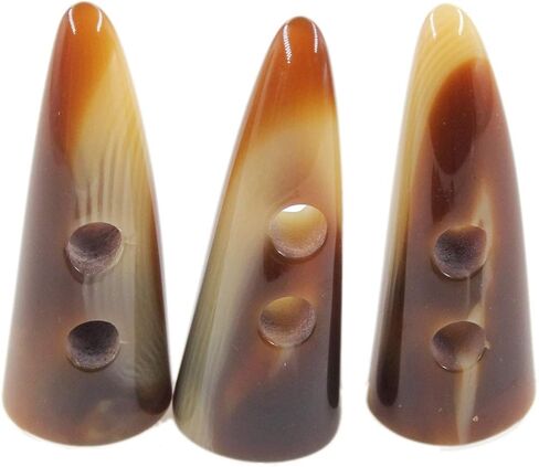 Leekayer Buttons 10pcs Black Color Resin Toggle Buttons Horn Tooth Shape Two Holes for Duffel Coat Jacket Blazer Sewing 40mm Long Horn Buttons in Kuwait