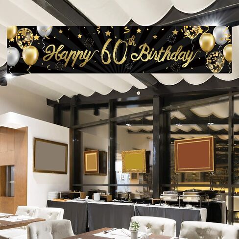لافتة عيد ميلاد سعيد 60، لامعة ذهبية اللون، 60 عامًا، زينة حفلات عيد الميلاد، خلفية للاحتفال بالذكرى السنوية in Kuwait