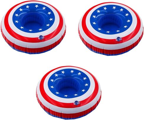 BinaryABC Inflatable Patriotic Pool Drink Holders Drink Floaties,USA American Flag Inflatable Floating Drink Cup Holder,4th of July Party Supplies,3Pcs in Saudi Arabia