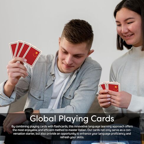 لينغو بطاقات لعب المانية في صندوق من القصدير | حقيبة سفر متينة | مجموعة ألعاب تعلم اللغة مع 54 عبارة مفيدة | مجموعة بطاقات تعليمية بصرية ممتعة لزيادة مهارات المفردات والنطق in Kuwait