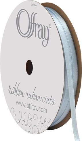 Offray Double Face Satin Craft Ribbon, 1/8-Inch x 24-Feet, Light Blue in Saudi Arabia