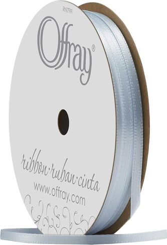 Offray Double Face Satin Craft Ribbon, 1/8-Inch x 24-Feet, Light Blue in Saudi Arabia