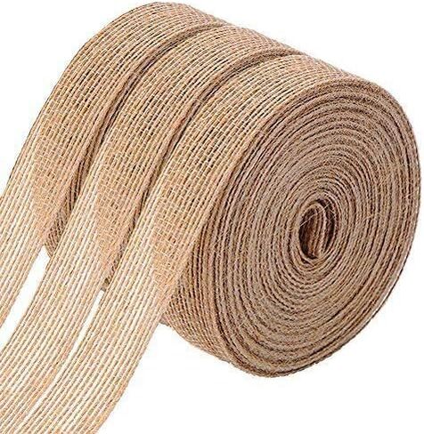 FOLAI 3 Rolls of Natural Burlap Fabric With Beautiful Burlap Ribbon Wedding Event Party And Home Decoration Long 10M Wide 2cm Each Roll in Kuwait