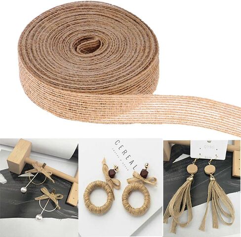 FOLAI 3 Rolls of Natural Burlap Fabric With Beautiful Burlap Ribbon Wedding Event Party And Home Decoration Long 10M Wide 2cm Each Roll in Kuwait