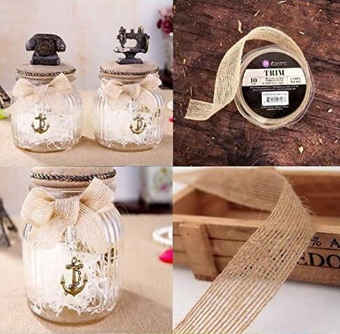 FOLAI 3 Rolls of Natural Burlap Fabric With Beautiful Burlap Ribbon Wedding Event Party And Home Decoration Long 10M Wide 2cm Each Roll in Kuwait