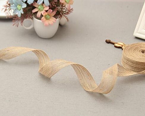 FOLAI 3 Rolls of Natural Burlap Fabric With Beautiful Burlap Ribbon Wedding Event Party And Home Decoration Long 10M Wide 2cm Each Roll in Kuwait