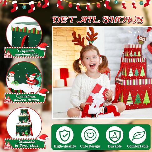Zhanmai 6 Pcs Christmas Gift Boxes Xmas Nesting Boxes with Lids in 3 Assorted Sizes Decorative Santa Claus Snowman Gift Box Stackable Christmas Gift Wrap Boxes for Holiday Decorative Wrapping Presents in Saudi Arabia