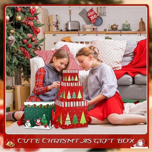 Zhanmai 6 Pcs Christmas Gift Boxes Xmas Nesting Boxes with Lids in 3 Assorted Sizes Decorative Santa Claus Snowman Gift Box Stackable Christmas Gift Wrap Boxes for Holiday Decorative Wrapping Presents in Saudi Arabia