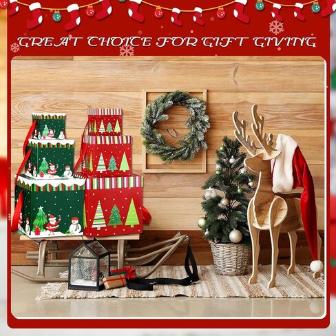 Zhanmai 6 Pcs Christmas Gift Boxes Xmas Nesting Boxes with Lids in 3 Assorted Sizes Decorative Santa Claus Snowman Gift Box Stackable Christmas Gift Wrap Boxes for Holiday Decorative Wrapping Presents in Saudi Arabia