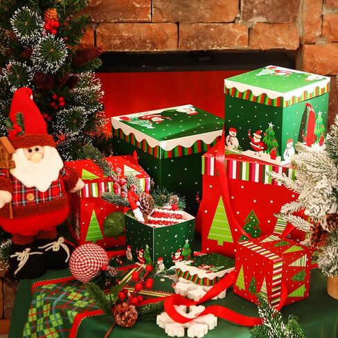 Zhanmai 6 Pcs Christmas Gift Boxes Xmas Nesting Boxes with Lids in 3 Assorted Sizes Decorative Santa Claus Snowman Gift Box Stackable Christmas Gift Wrap Boxes for Holiday Decorative Wrapping Presents in Saudi Arabia