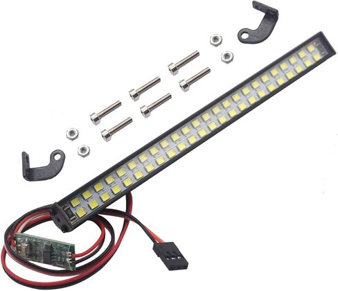 RC Light Bar Roof Lamp Kit 48 Double Row Lights Compatible with Traxxas Slash Rustler Trx4 Axial SCX10 Tamiya D90 Gen8 1/10 RC Crawler (L Shape Universal Brackets) in Saudi Arabia