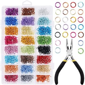 Wokape 2881Pcs 24 Colors 6mm Open Jump Rings with Pliers, Open Jump Rings Aluminum Round Rings for Jewelry Making DIY Necklaces Bracelet Earring in Saudi Arabia