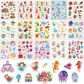 300+ Holographic Stickers for Kids, 15 Different Animal sticker Sheets of Small Animal Themed Glitter Stickers, Easter Egg Rabbit, Forest Sea Farm Animals, Pets, Gifts for Toddlers Boys and Girls