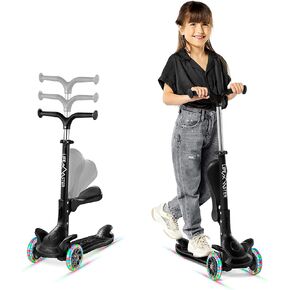 سكوتر للأطفال - مقعد قابل للطي - تضيء مصابيح العجلات LED عند التدحرج - سكوتر للأطفال والرضع بثلاث عجلات - مقود قابل للتعديل - داخلي وخارجي - من لايف ماستر in Kuwait