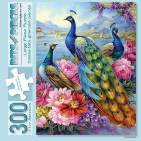 Bits and Pieces - 300 Piece Jigsaw Puzzle for Adults – ‘Peacocks’ 300 pc Large Piece Jigsaw by Artist Oleg Gavrilov - 18" x 24" in Kuwait