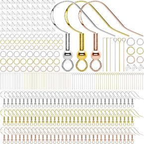 Hypoallergenic 1500pcs Earring Making Kit 200PCS/100 Pairs Earring Hooks 925 Silver DIY Jewelry Making Supplies for Adult Silicone Earring Backs Findings Eye Pins Posts Jump Rings in Kuwait