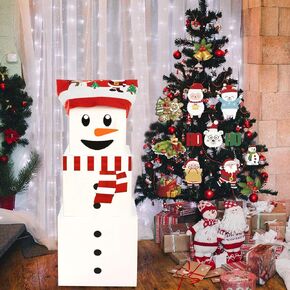 Joy Bang Christmas Gift Boxes with Lids for Presents, Large Santa Claus Stacking Boxes Christmas Eve Decorative Nesting Boxes Xmas Stackable Gift Storage Boxes Decorations for Party, Red