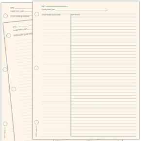 MPC Brands 50 Pack Cornell Style Study Note Taking System Sheets, White, 3 Hole Punch, Double Sided (Cream, 50)