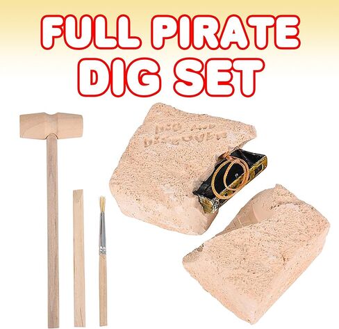 ArtCreativity Pirate Treasure Dig Kit for Kids - Gem Excavation Set with Digging Tools - Interactive Excavating Toys - Great Birthday Gift Idea, Contest Prize for Boys and Girls in Saudi Arabia