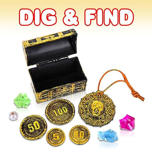 ArtCreativity Pirate Treasure Dig Kit for Kids - Gem Excavation Set with Digging Tools - Interactive Excavating Toys - Great Birthday Gift Idea, Contest Prize for Boys and Girls in Saudi Arabia