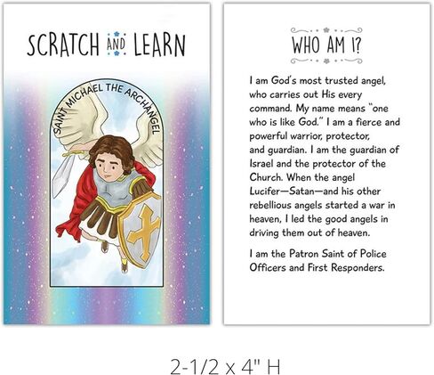 الهدايا الدينية اخدش وتعلم بطاقات القديسين، مجموعة بطاقات فلاش تعليمية كاثوليكية، حزمة من 10 in Kuwait