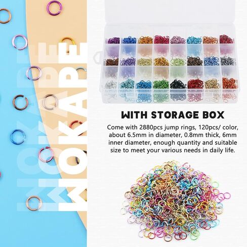 Wokape 2881Pcs 24 Colors 6mm Open Jump Rings with Pliers, Open Jump Rings Aluminum Round Rings for Jewelry Making DIY Necklaces Bracelet Earring in Saudi Arabia