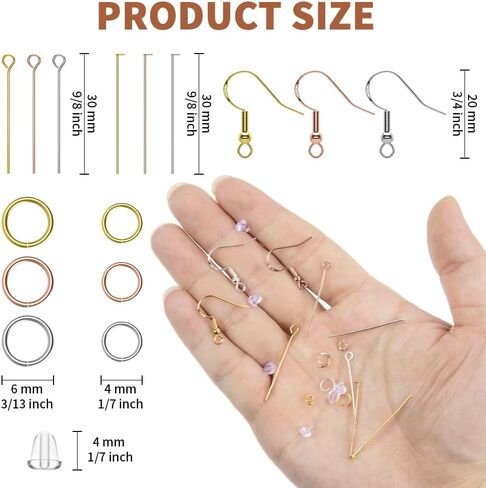 Hypoallergenic 1500pcs Earring Making Kit 200PCS/100 Pairs Earring Hooks 925 Silver DIY Jewelry Making Supplies for Adult Silicone Earring Backs Findings Eye Pins Posts Jump Rings in Kuwait